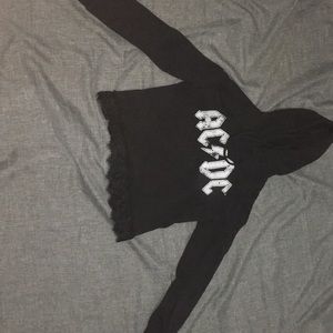 Cute AC/DC crop top long sleeve hood.